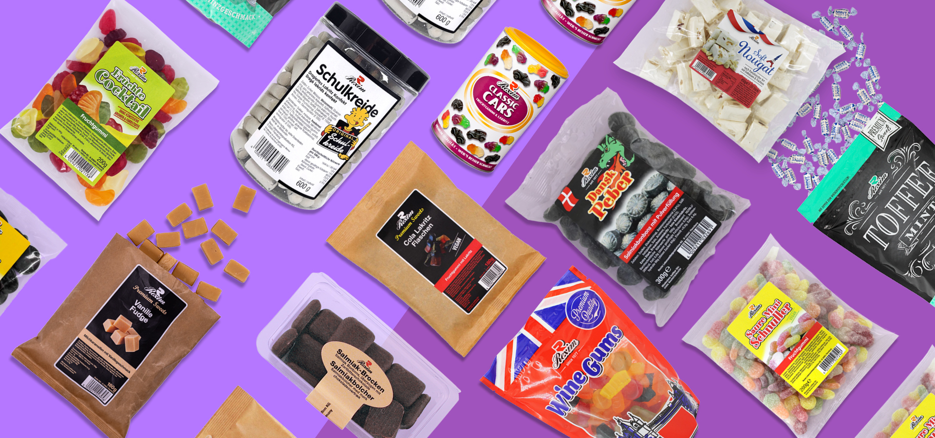 Collage verschiedener Süßigkeiten