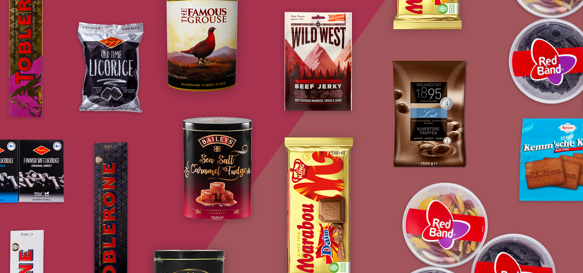 Collage verschiedener Süßigkeiten