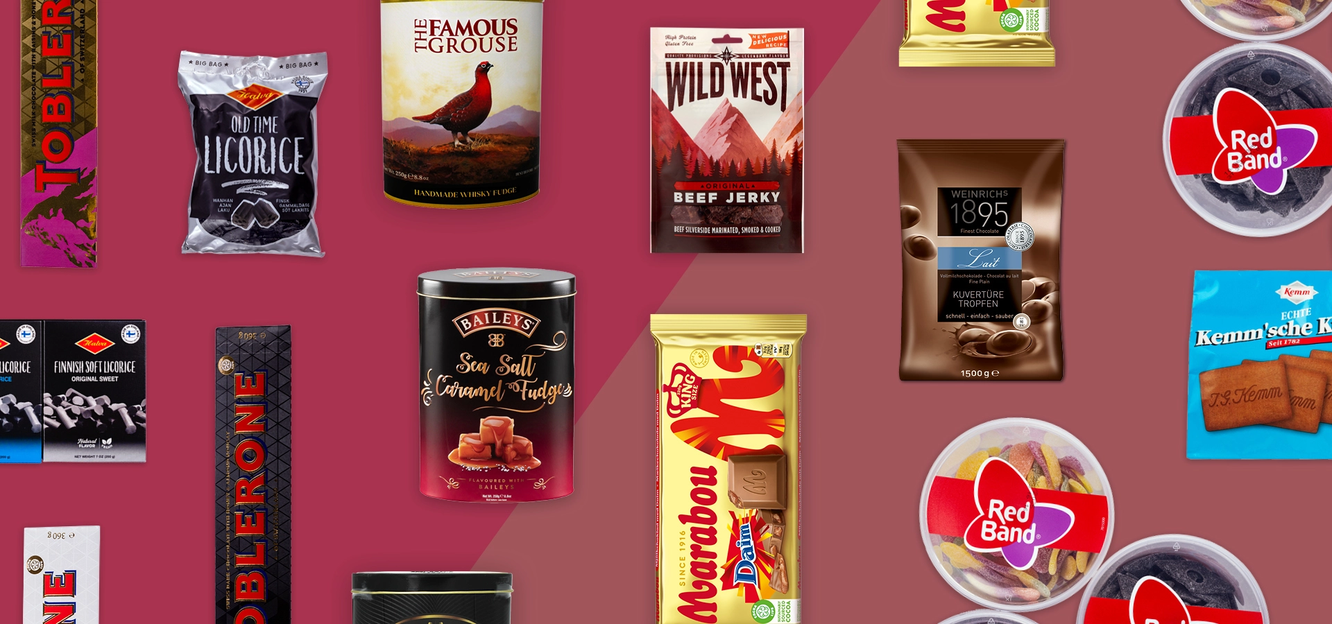 Collage verschiedener Süßigkeiten