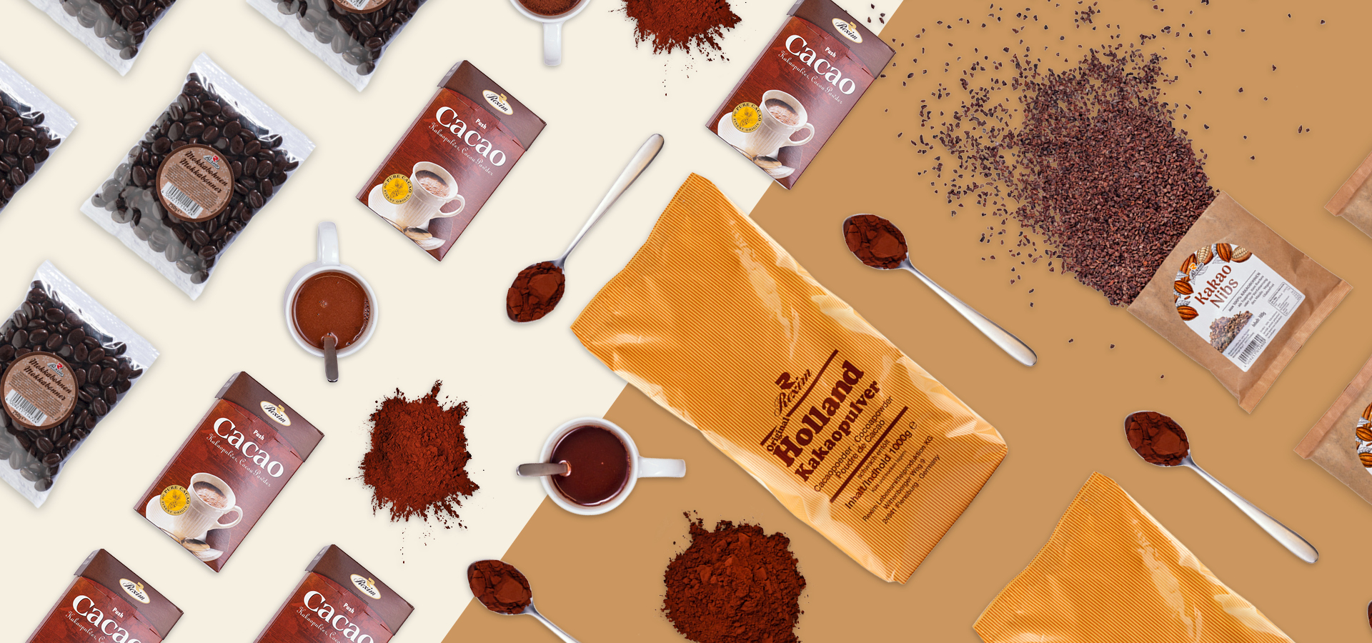 Collage verschiedener Kakaosorten