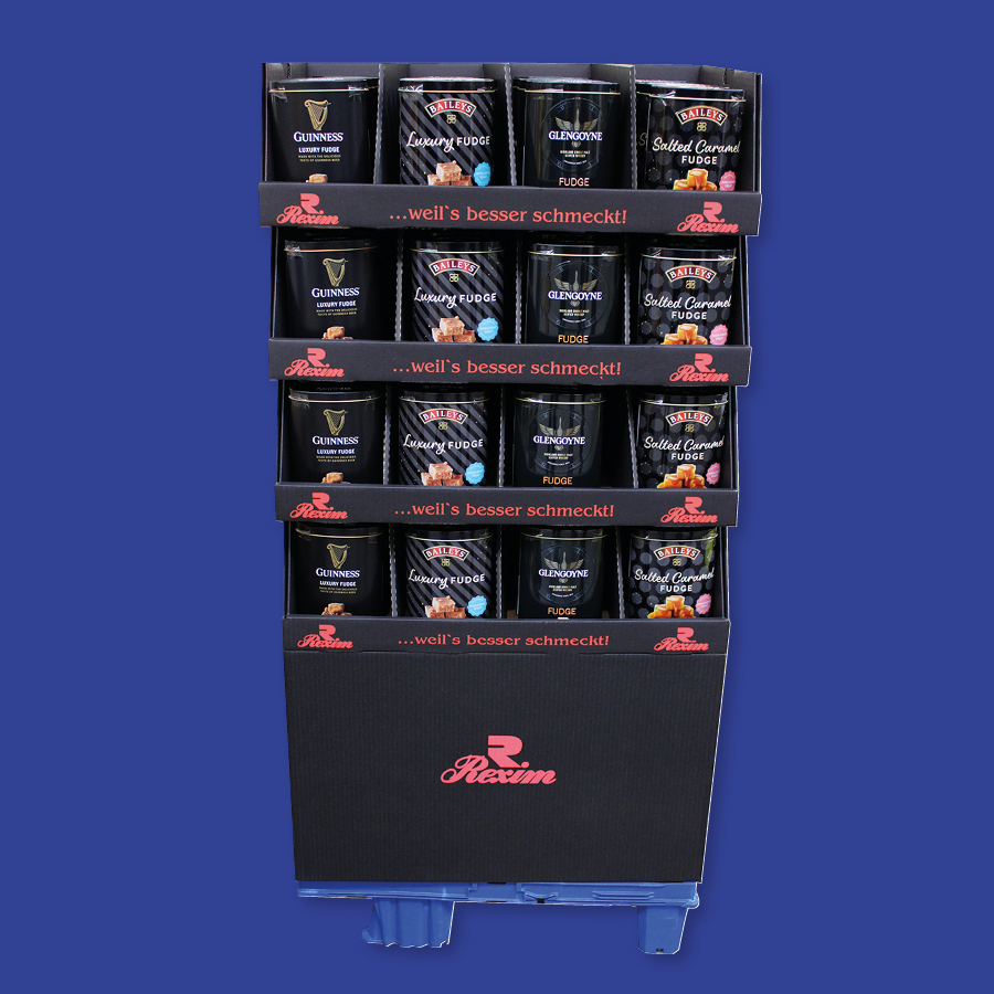 Aufsteller mit Toffee- und Karamellsüßigkeiten