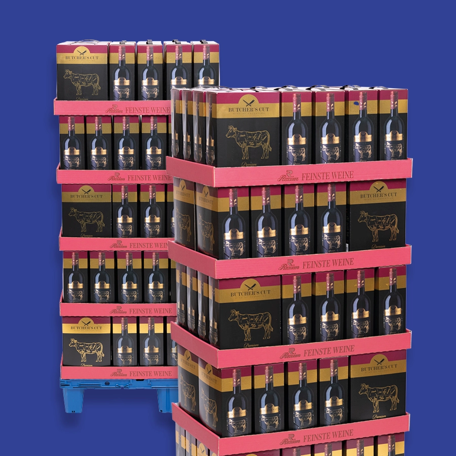 Aufsteller mit Bag in Box Weinkartons