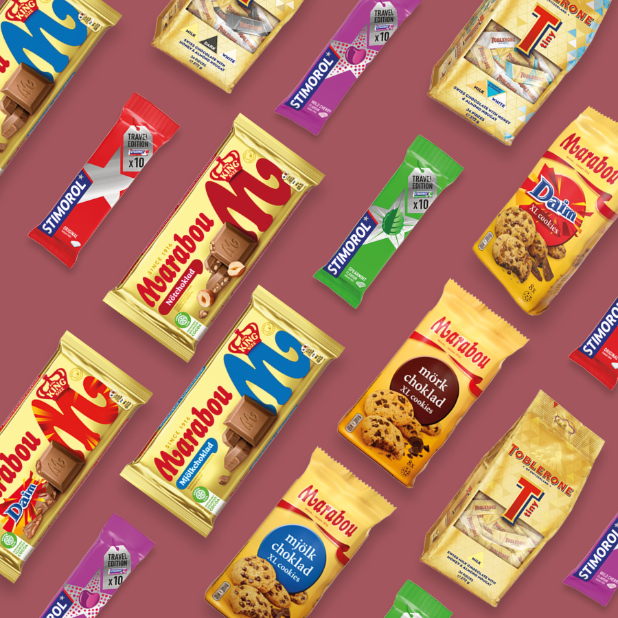 Schokoladen- und Kekspackungen der Firma Marabou