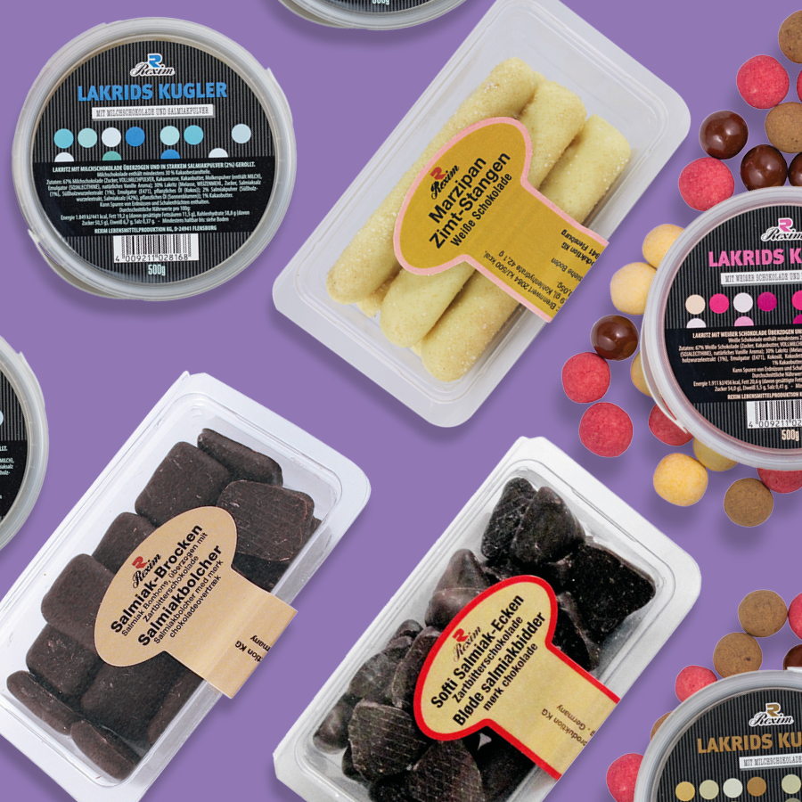 Collage mit verschiedenen mit Schokolade überzogenen Süßigkeiten